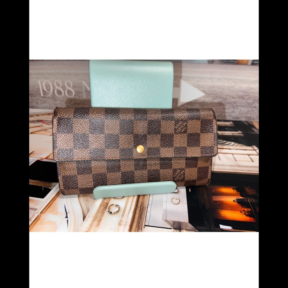 louis vuitton damier ebene sarah long wallet